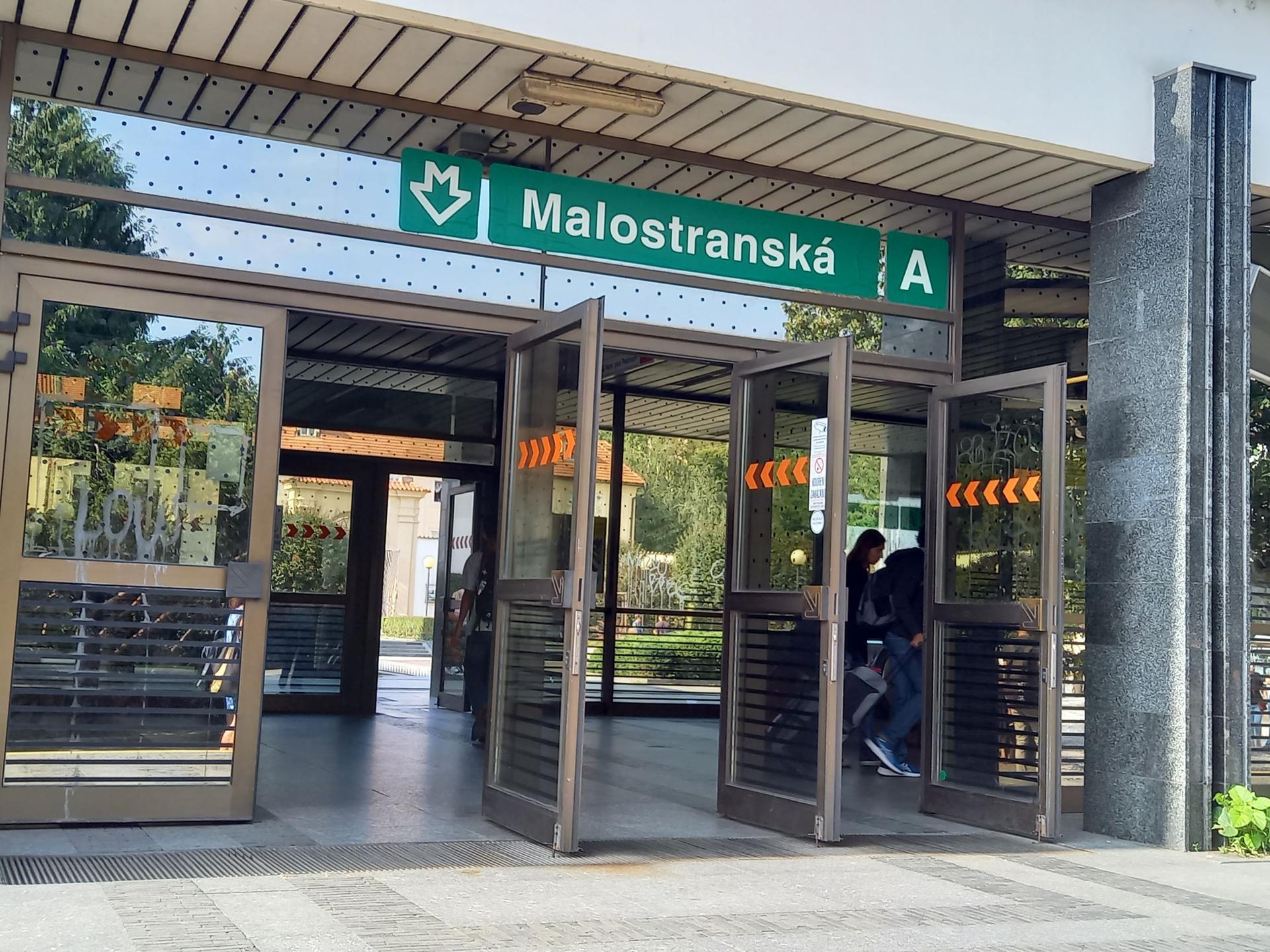 In front of the Malostranská Metro Station